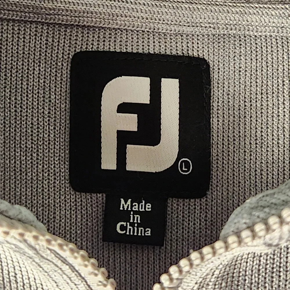 FootJoy Full Zip Sweater Mens L Gray Navy Striped Interlachen Country Club Golf